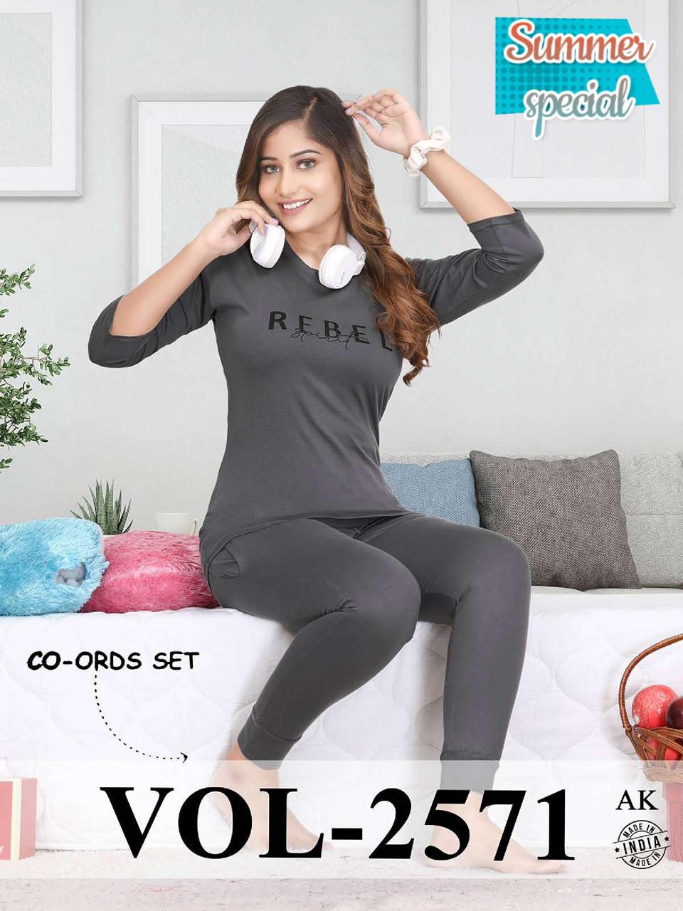 Summer Special Vol D2571 Hosiery Cotton Night Suits Catalog
